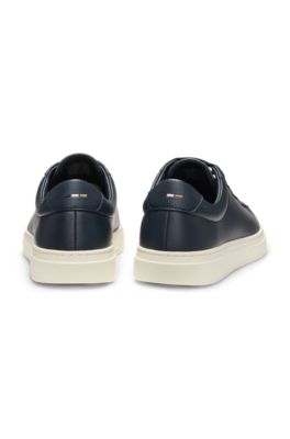 Grained-leather trainers with rubber sole, Dark Blue