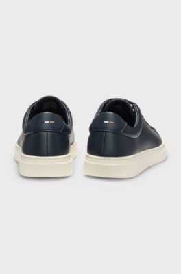 Grained-leather trainers with rubber sole, Dark Blue