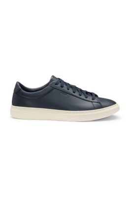 Grained-leather trainers with rubber sole, Dark Blue