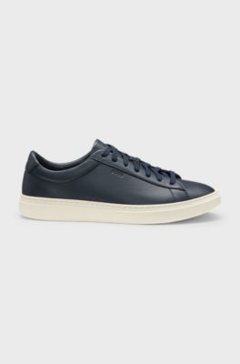 Grained-leather trainers with rubber sole, Dark Blue