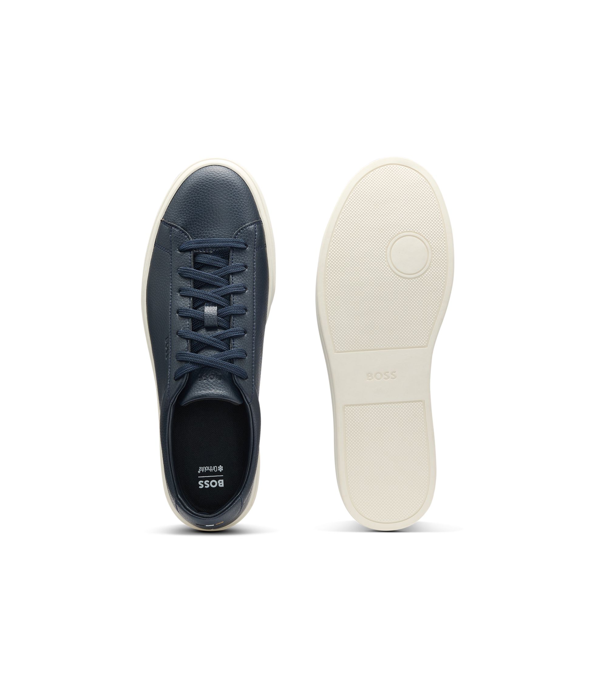 ひらりんBOSS レザー カップソールスニーカー 40HUGOBOSS BOSS - レザースニーカー ラバーアウトソール - ブラック