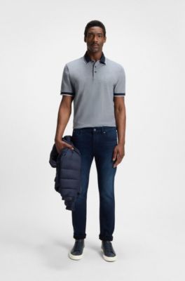 Baskets en cuir grain&eacute; avec semelle en gomme, Bleu fonc&eacute;