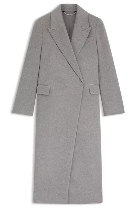 Regular-fit long-length coat in cashmere