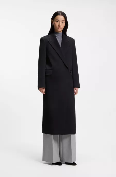 Regular-fit long-length coat in cashmere