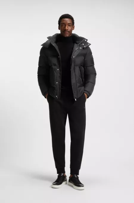 Water-repellent jacket with monogram jacquard