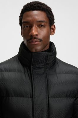 Water-repellent jacket with monogram jacquard, Black