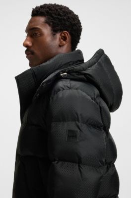 Water-repellent jacket with monogram jacquard, Black