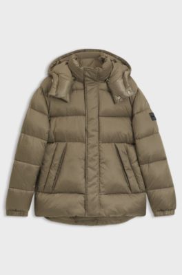 Water-repellent jacket with monogram jacquard, Light Brown