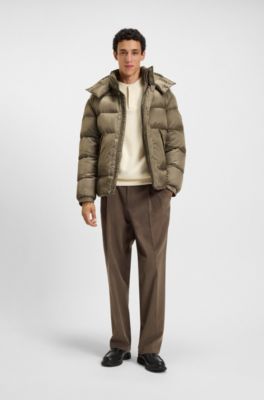 Water-repellent jacket with monogram jacquard, Light Brown
