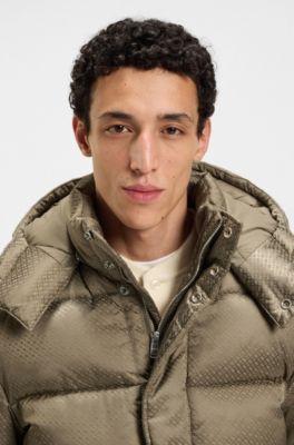 Water-repellent jacket with monogram jacquard, Light Brown