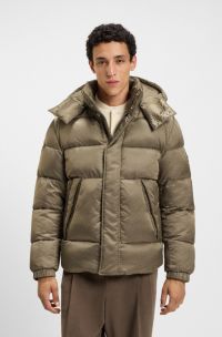 Water-repellent jacket with monogram jacquard, Light Brown