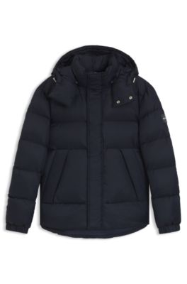 Water-repellent jacket with monogram jacquard, Dark Blue