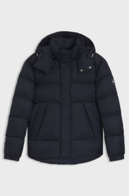 Water-repellent jacket with monogram jacquard, Dark Blue