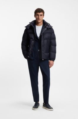 Water-repellent jacket with monogram jacquard, Dark Blue