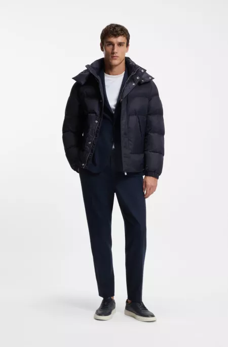 Water-repellent jacket with monogram jacquard