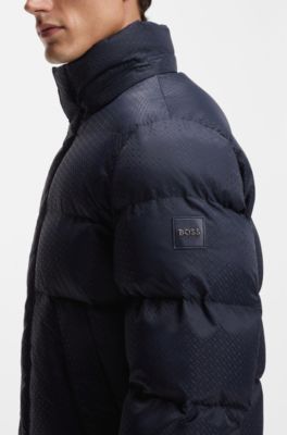 Water-repellent jacket with monogram jacquard, Dark Blue