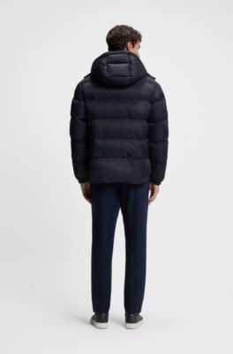 Water-repellent jacket with monogram jacquard, Dark Blue