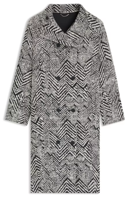 Regular-fit coat in herringbone bouclé