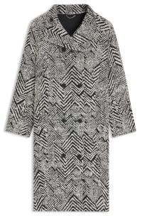 Regular-fit coat in herringbone bouclé, Patterned
