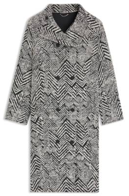 Regular fit coat in herringbone bouclé