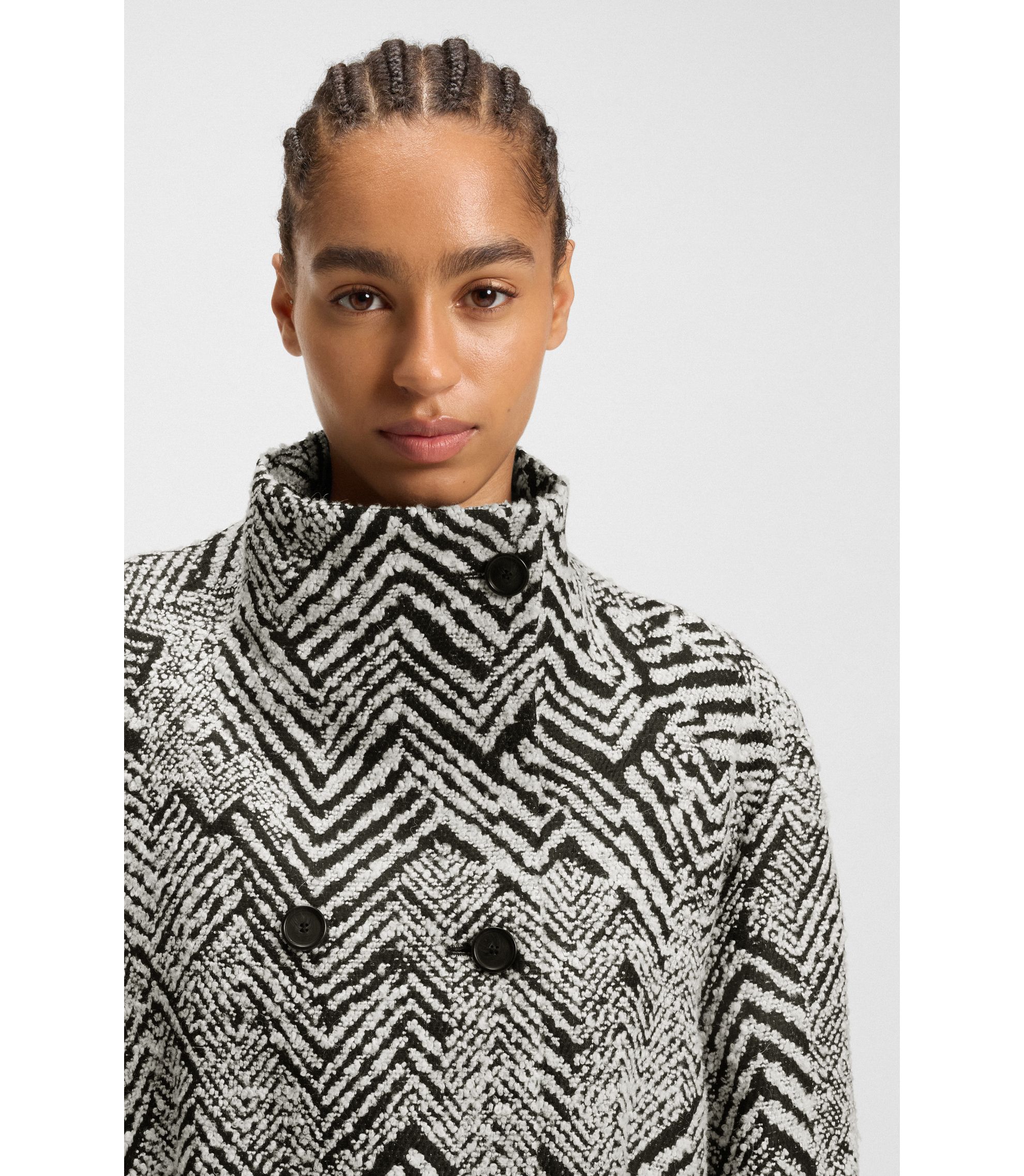 BOSS - レギュラーフィットコート ヘリンボーン ブークレ - パターン