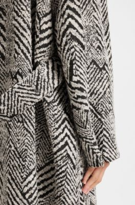 Regular-fit coat in herringbone boucl&eacute;, Patterned