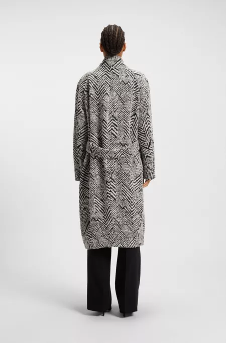 Regular-fit coat in herringbone bouclé