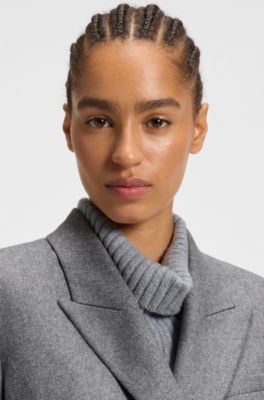 Regular-fit long-length blazer in soft flannel, Grey