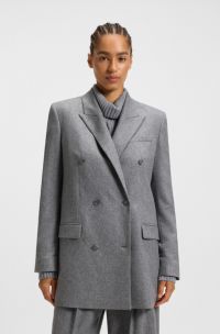 Veste longue Regular en flanelle douce, Gris