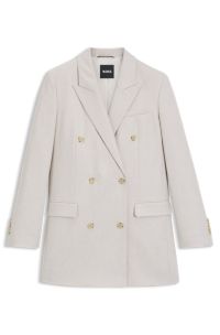 Regular-fit long-length blazer in soft flannel, White