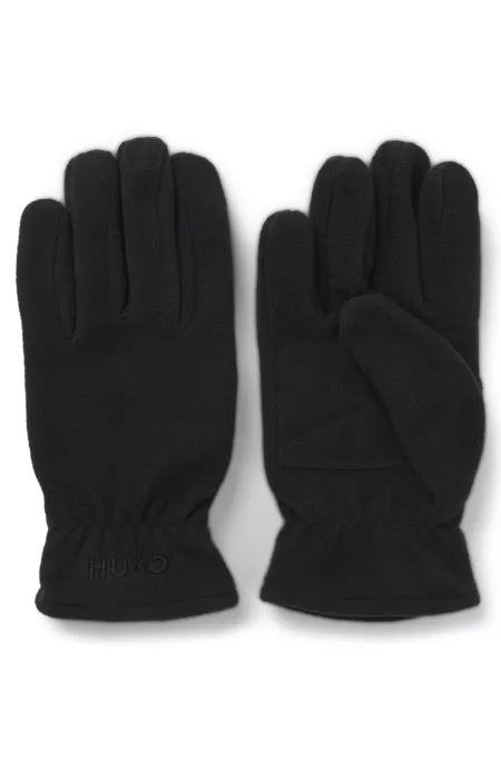 Fleece gloves with faux-suede palms