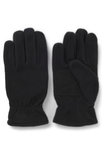 Fleece gloves with faux-suede palms, Schwarz