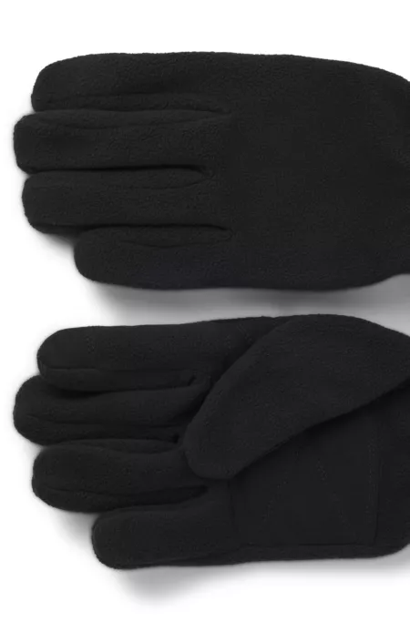 Fleece gloves with faux-suede palms