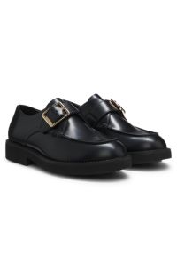 Leren gespschoenen met gespband, Zwart