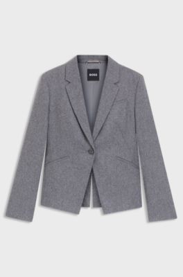 Slim-fit blazer van zacht flanel, Grijs