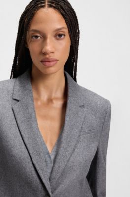 Slim-fit blazer in soft flannel, Grey