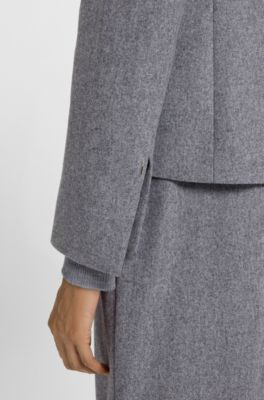 Slim-fit blazer in soft flannel, Grey