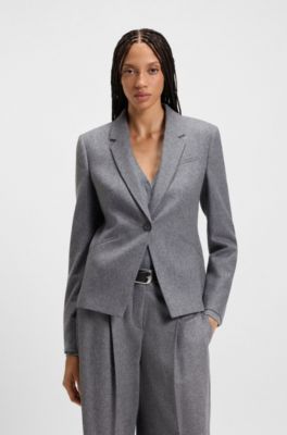 Slim-fit blazer in soft flannel, Grey
