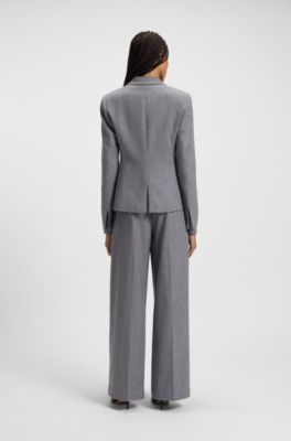 Slim-fit blazer van zacht flanel, Grijs