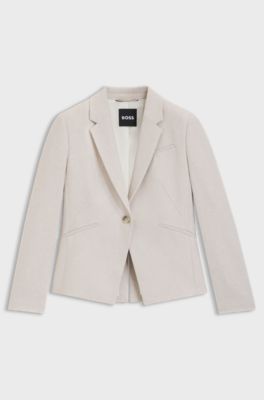 Slim-fit blazer in soft flannel, Natural