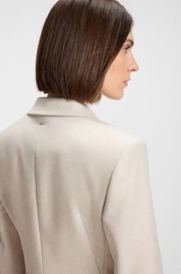 Slim-fit blazer in soft flannel, Natural