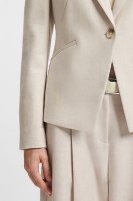 Slim-fit blazer in soft flannel, Natural