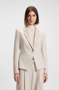 Slim-fit blazer in soft flannel, Natural