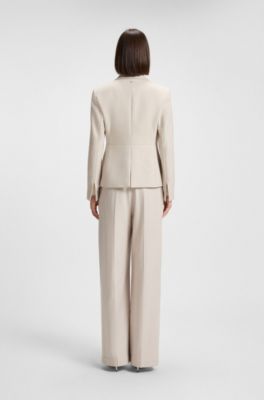 Slim-fit blazer in soft flannel, Natural