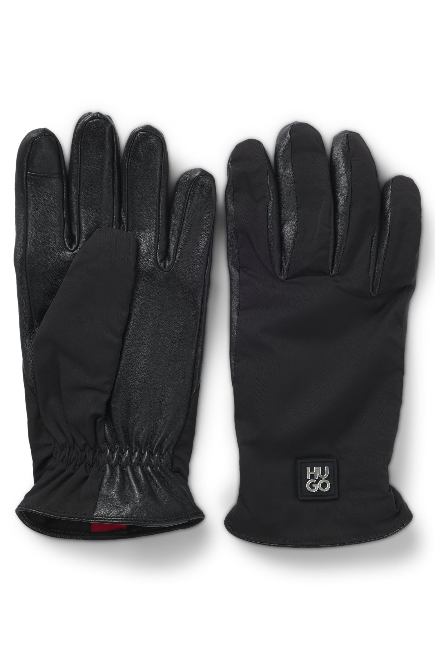 Hugo Hybrid gloves in nylon and leather handskar & vantar herr