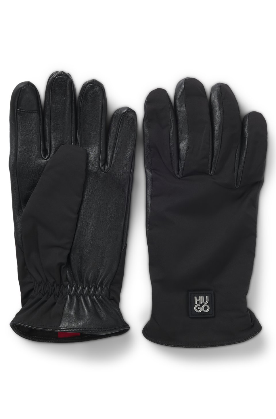 Hybrid gloves in nylon and leather