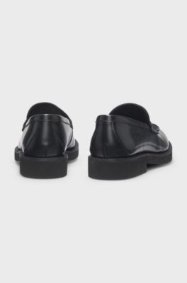 Penny moccasins in brush-off leather, Black