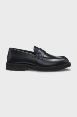 Penny moccasins in brush-off leather, Black
