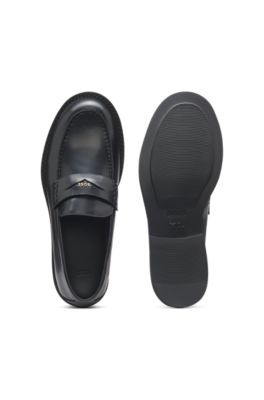 Penny moccasins in brush-off leather, Black