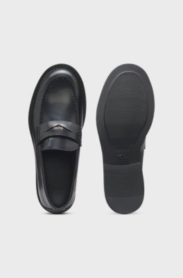 Penny moccasins in brush-off leather, Black